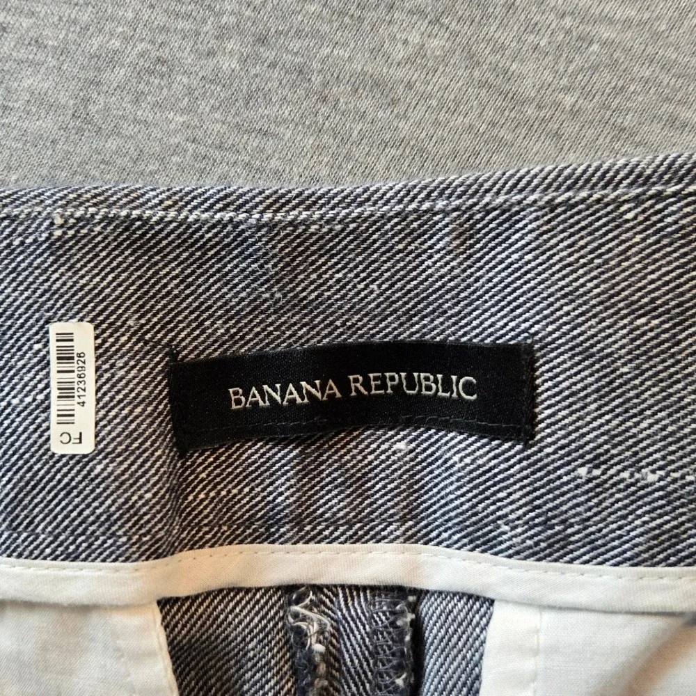 Banana Republic Wide Leg Pants Womens 4 Gray Blue Linen Blend High Rise Crop‎